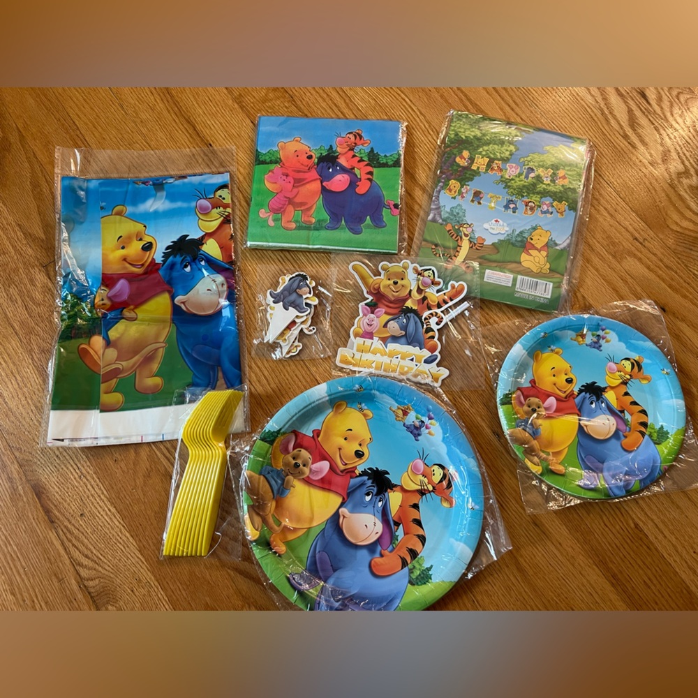 Disney Winnie the Pooh Party Set - Blue, Yellow, Pink birthday